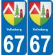 67 Volksberg placa etiqueta de registro de la ciudad