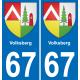67 Volksberg autocollant sticker plaque immatriculation auto ville