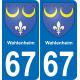 67 Wahlenheim autocollant sticker plaque immatriculation auto ville