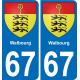 67 Walbourg autocollant sticker plaque immatriculation auto ville