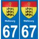 67 Walbourg autocollant sticker plaque immatriculation auto ville