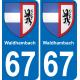 67 Waldhambach autocollant sticker plaque immatriculation auto ville