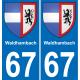 67 Waldhambach placa etiqueta de registro de la ciudad