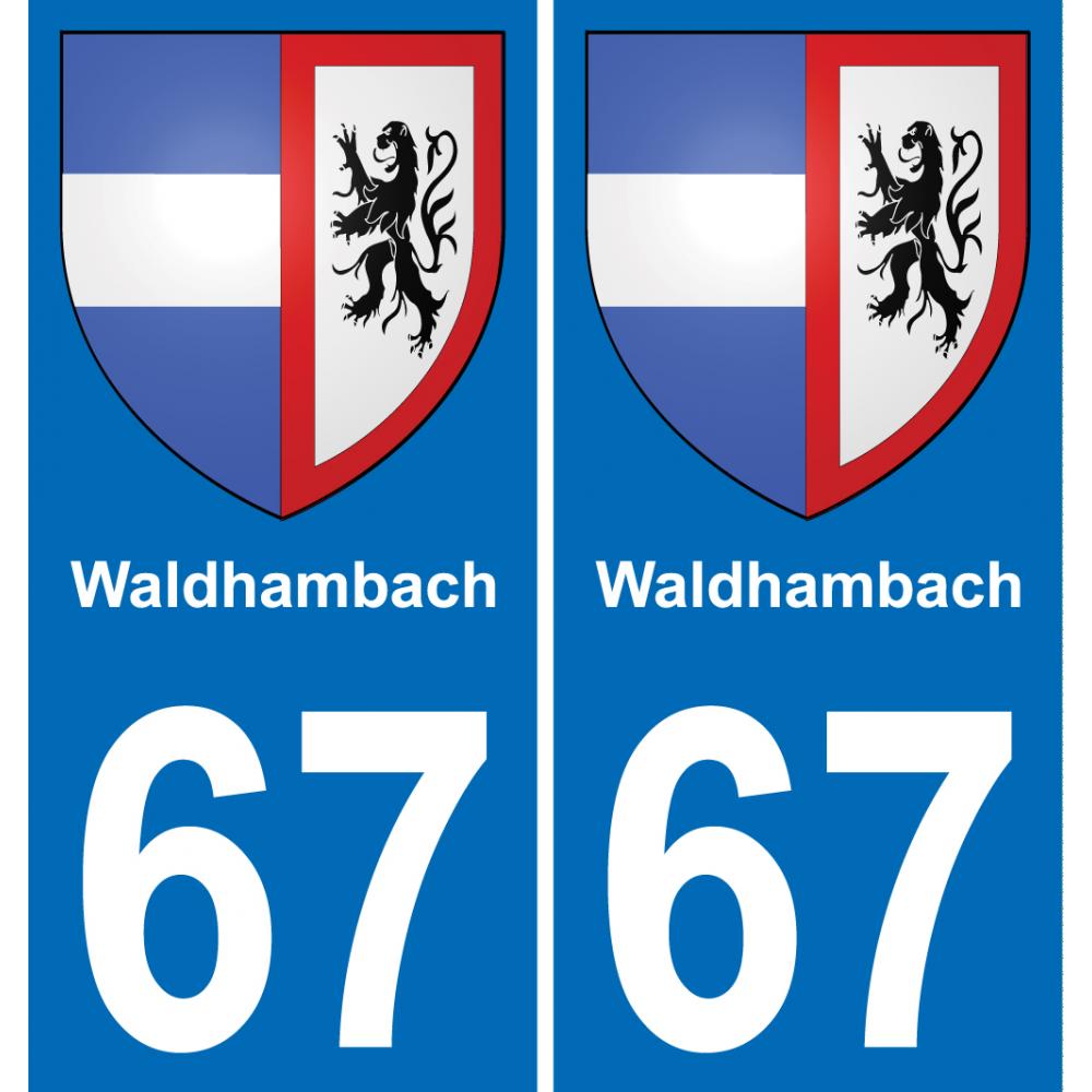 67 Waldhambach autocollant sticker plaque immatriculation auto ville