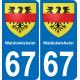 67 Waldolwisheim placa etiqueta de registro de la ciudad