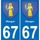 67 Wangen-aufkleber plakette ez stadt