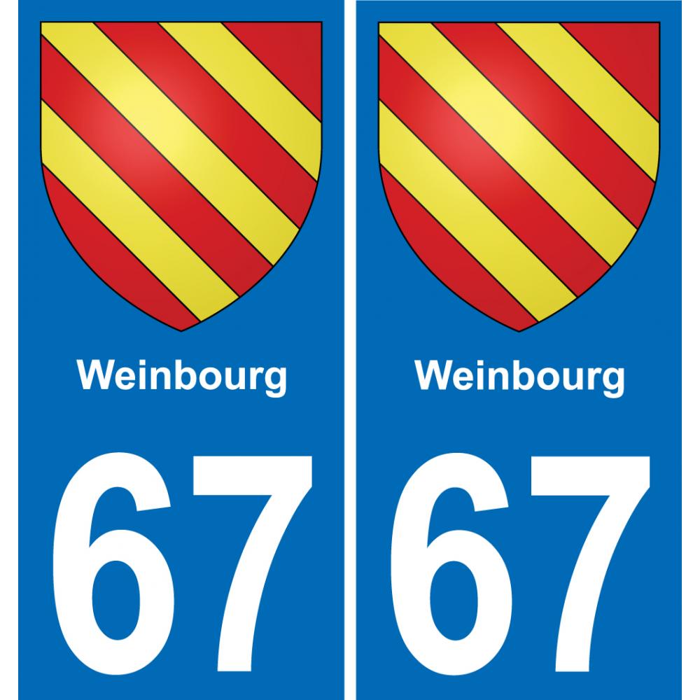 67 Weinbourg autocollant sticker plaque immatriculation auto ville