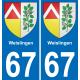 67 Weislingenplaca etiqueta de registro de la ciudad