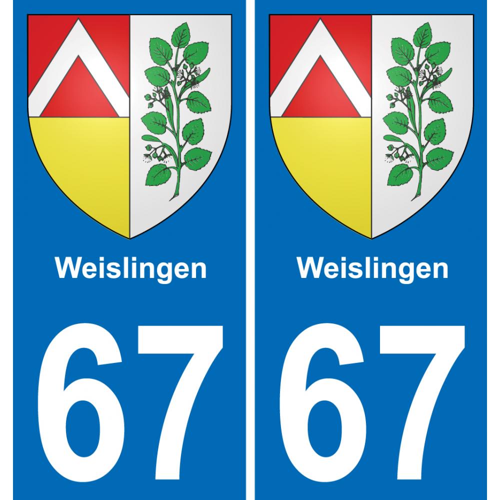 67 Weislingen autocollant sticker plaque immatriculation auto ville