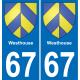 67 Westhouse autocollant sticker plaque immatriculation auto ville