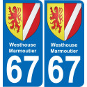 67 Westhouse-Marmoutier autocollant sticker plaque immatriculation auto ville