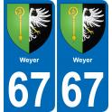 67 Weyer autocollant sticker plaque immatriculation auto ville