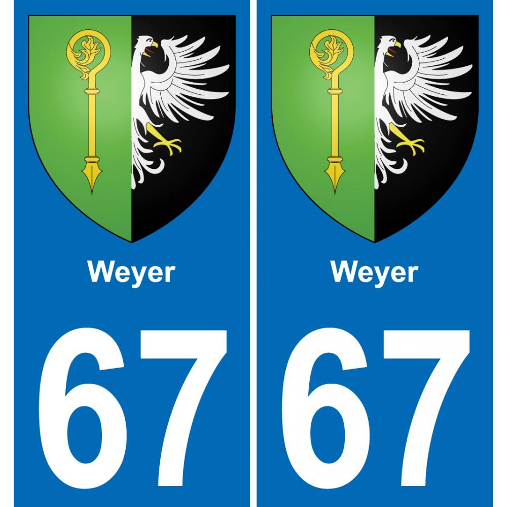 67 Weyer autocollant sticker plaque immatriculation auto ville