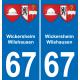 67 Wickersheim-Wilshausen placa etiqueta de registro de la ciudad