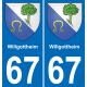 67 Willgottheim autocollant sticker plaque immatriculation auto ville