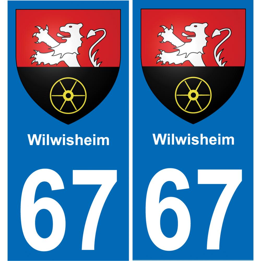 67 Wilwisheim autocollant sticker plaque immatriculation auto ville