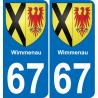 67 Wimmenau autocollant sticker plaque immatriculation auto ville