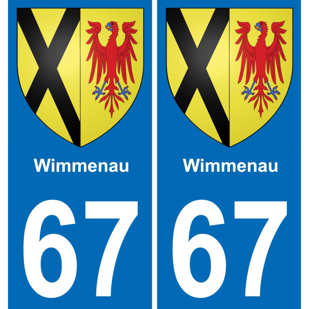 67 Wimmenau autocollant sticker plaque immatriculation auto ville