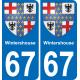 67 Wintershouse autocollant sticker plaque immatriculation auto ville
