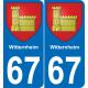 67 Witternheim placa etiqueta de registro de la ciudad