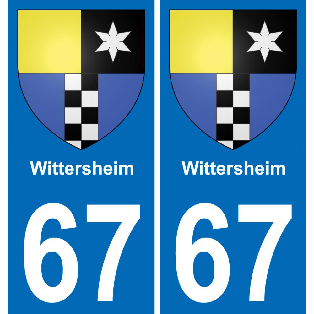 67 Wittersheim placa etiqueta de registro de la ciudad