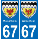 67 Wolschheim placa etiqueta de registro de la ciudad
