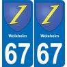 67 Wolxheim autocollant sticker plaque immatriculation auto ville