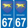 67 Zehnacker placa etiqueta de registro de la ciudad