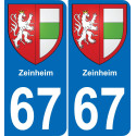 67 Zeinheim autocollant sticker plaque immatriculation auto ville