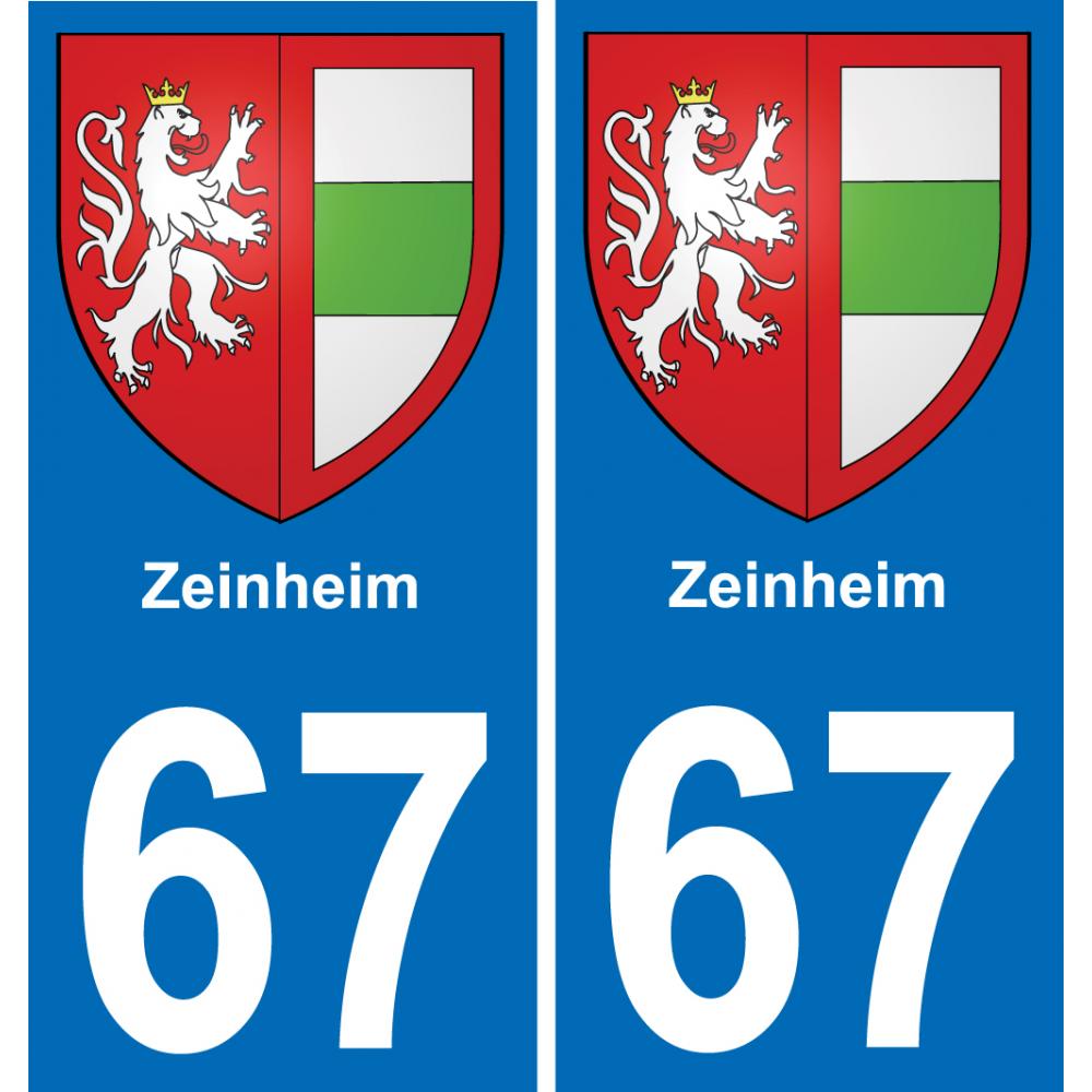 67 Zeinheim autocollant sticker plaque immatriculation auto ville