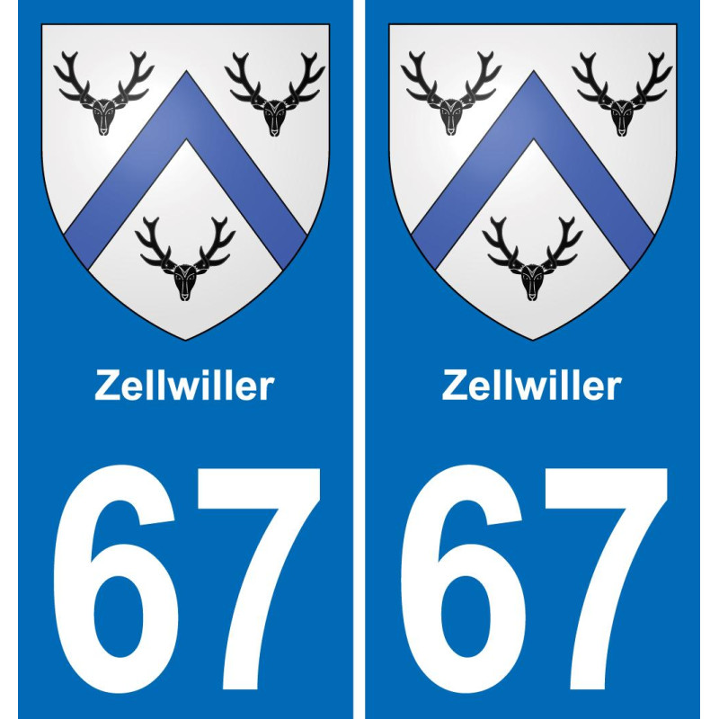 67 Zellwiller placa etiqueta de registro de la ciudad