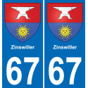 67 Zinswiller placa etiqueta de registro de la ciudad