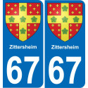 67 Zittersheim placa etiqueta de registro de la ciudad