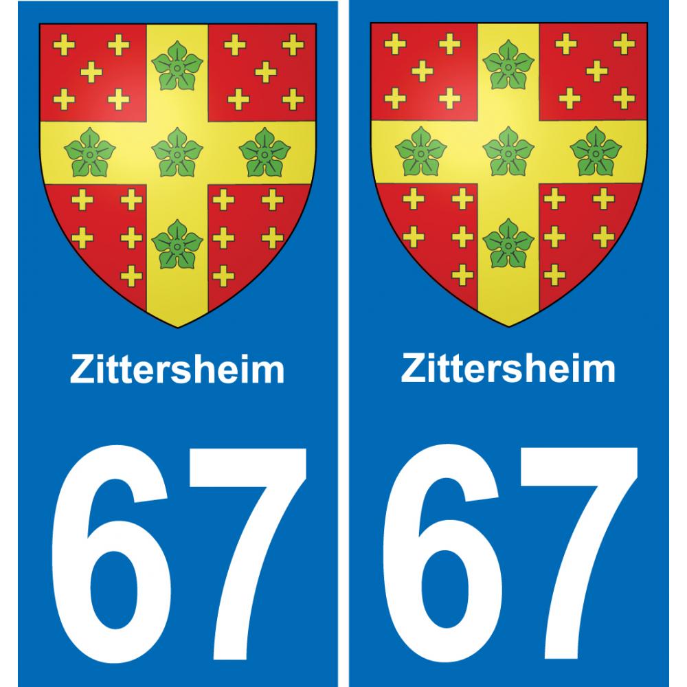 67 Zittersheim placa etiqueta de registro de la ciudad