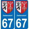 67 Zœbersdorf autocollant sticker plaque immatriculation auto ville