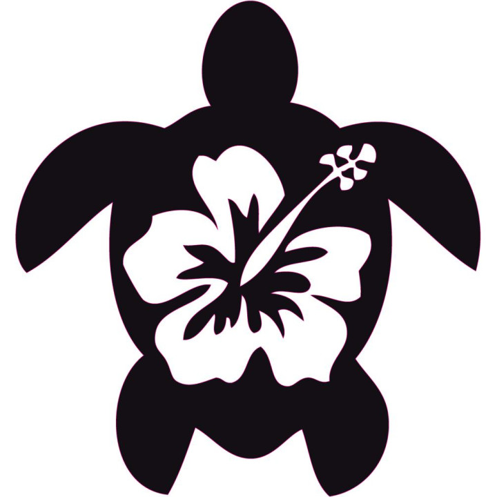 Tortue hibiscus autocollant stickers