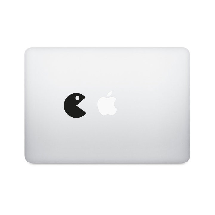 Pac-man pomme sticker adhesif pour mac apple