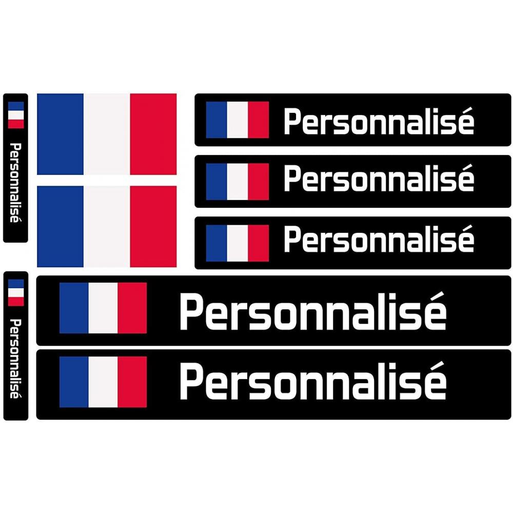 Autocollant Etiquettes casque moto vélo avec drapeau pays sticker identité - texte groupe sanguin nom prénom logo