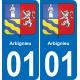 01 Arbignieu autocollant sticker plaque immatriculation auto ville