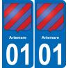 01 Artemare autocollant sticker plaque immatriculation auto ville