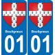 01 Bouligneux autocollant sticker plaque immatriculation auto ville