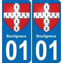01 Bouligneux autocollant sticker plaque immatriculation auto ville