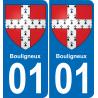 01 Bouligneux autocollant sticker plaque immatriculation auto ville