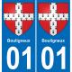 01 Bouligneux autocollant sticker plaque immatriculation auto ville