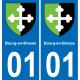01 Bourg-en-Bresse autocollant sticker plaque immatriculation auto ville