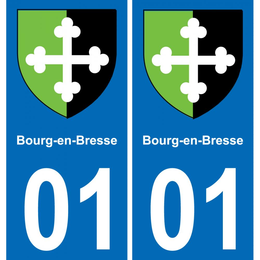 01 Bourg-en-Bresse placa etiqueta de registro de la ciudad