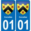 01 Corcelles autocollant sticker plaque immatriculation auto ville
