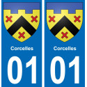 01 Corcelles placa etiqueta de registro de la ciudad