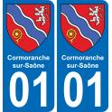 01 Cormoranche-sur-Saône autocollant sticker plaque immatriculation auto ville