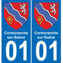 01 Cormoranche-sur-Saône placa etiqueta de registro de la ciudad
